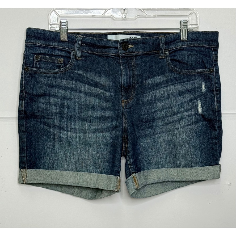 Joe Fresh Denim Shorts Womens 10 Blue Dark Wash Cuffed Distressed‎ Festival Chic
